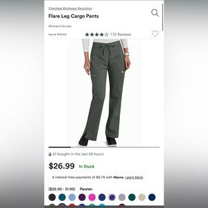 TWO PAIRS of Pewter Cherokee Workwear Flare Scrub Pants